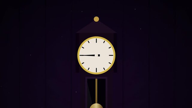 Animated Grandfather Clock Counting Down to a Midnight Celebration