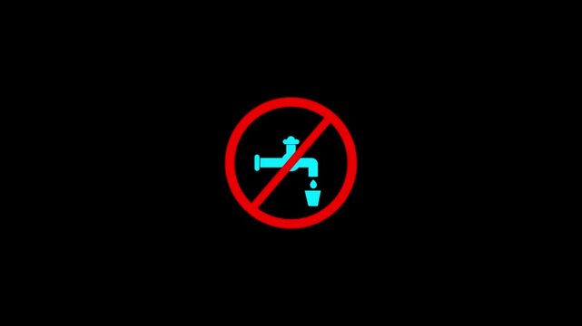 Warning sign text icon prohibited faucet drinking glass contaminated fluid danger.