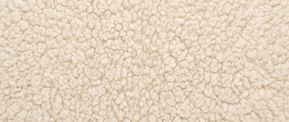 Fototapeta na wymiar Sherpa fleece curly texture background. Close up of soft beige wool shearling fabric. Cozy fluffy textile backdrop