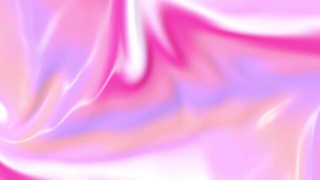 Pink liquid silk cloth waving gently in smooth motion creating shiny satin waves and soft pastel gradients in digital video footage