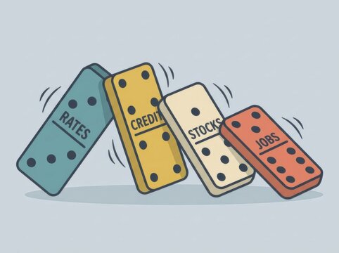Financial dominoes show rates credit stocks and jobs in economic chain reaction