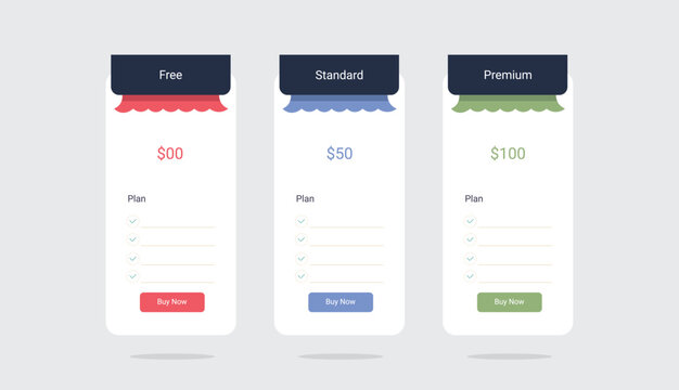 Modern Pricing Table Template Design &ndash; Business Subscription Plan Comparison Layout.