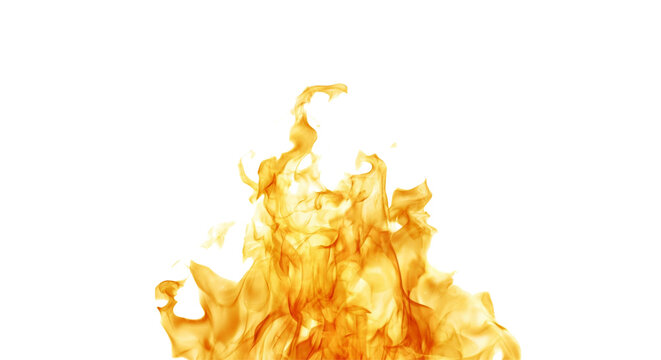 Bright blazing fire flame isolated on black background