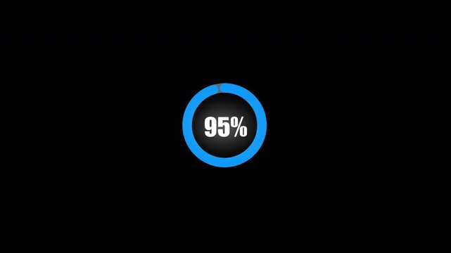 Circular loading progress animation in 4K with alpha channel, percentage indicator, smooth digital interface and spinner