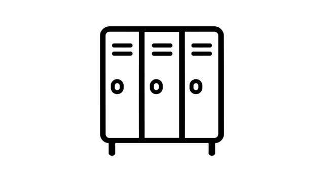 Three column gym locker unit icon for secure personal item storage area.