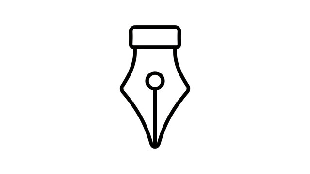 Fountain pen nib black line icon for professional writing calligraphy.