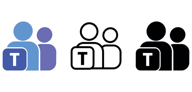 Set of user group icon vector designs featuring team symbols with letter T in minimalist style.