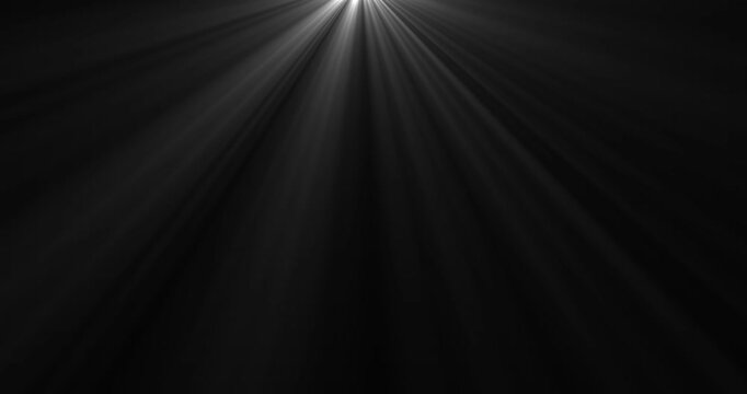 Isolated white light rays animation. White god rays shining from above. Shine or sun effect on transparent background. Glitter, shiny, bright, flare footage.