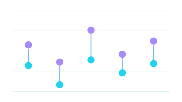 Elegant dumbbell and slope comparison chart &mdash; vertical dumbbell comparison chart. Isolated transparent PNG business graphic element for presentations