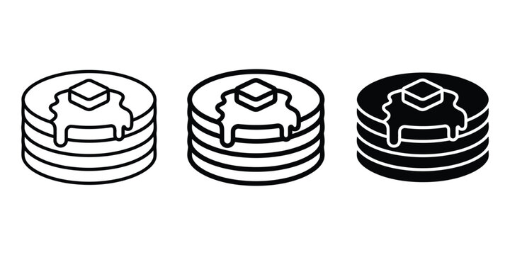 Pancakes icon line art vector, bold outline and silhouette design