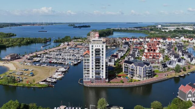 Aerial view of the city of Harderwijk in the Netherlands