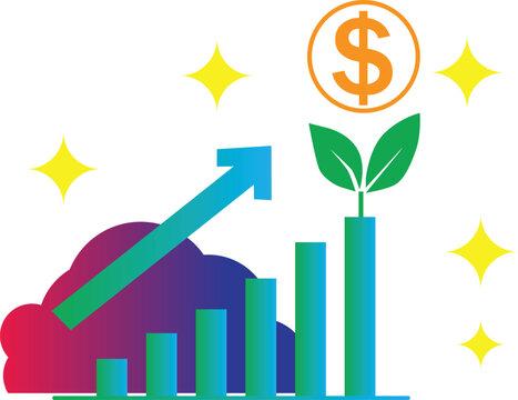 Graphic illustration of business investment and business planning for profit growth.