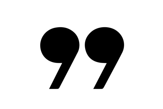 Double quotation marks symbol isolated on transparent background, black typographic punctuation mark for graphic design