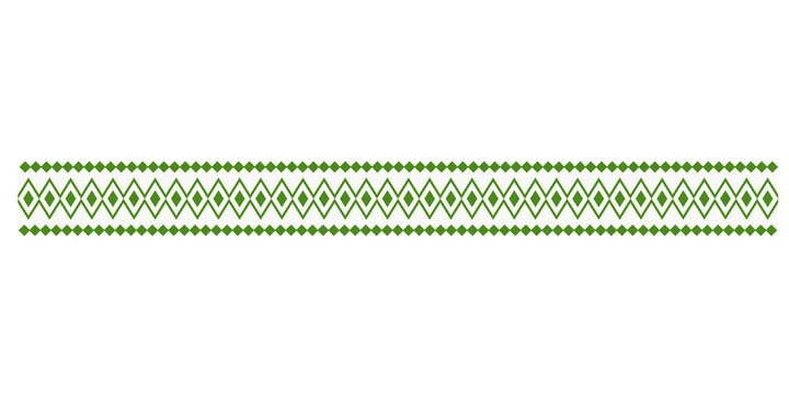 Green diamond pattern border isolated on transparent background for decorative graphic design projects