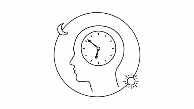 Clock Rotating Inside Human Head Animation