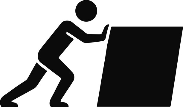 Person Pushing A Large Box Silhouette pushing box effort
