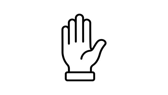 Raised human hand outline black icon on transparent background design.