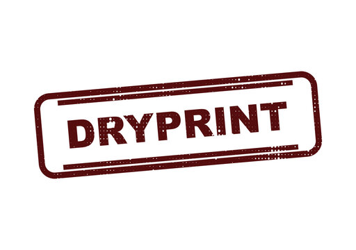 Red dry print stamp with bold text label Vector, illustration