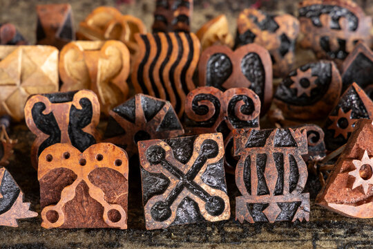 Wooden adinkra printing stamps, Kumasi, Ghana