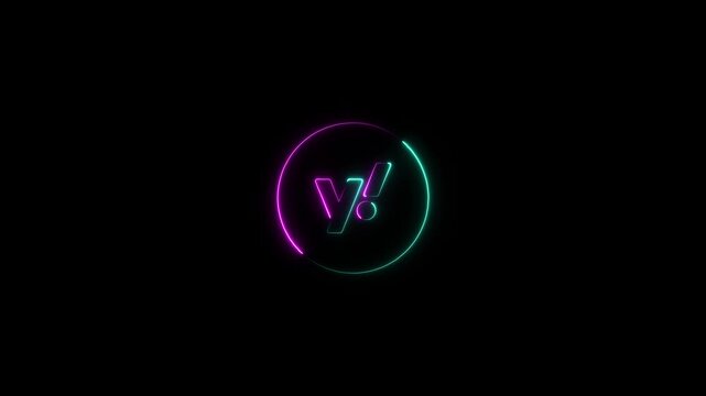 Neon glowing Yahoo logo animation with circular light trail on a