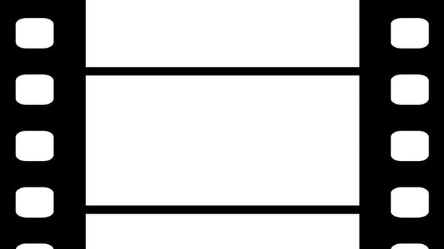 blank film strip frame template for video editing. classic celluloid cinema strip isolated on white background. cinematographic film strip frame overlay for film projects.