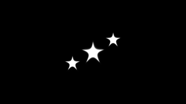 Twinkling cartoon stars and glitter FX, twinkle star glitter sparkle, sparkle twinkle light night sky, cartoon vector doodles style stars blinking with smooth glow effect. black screen background.4k