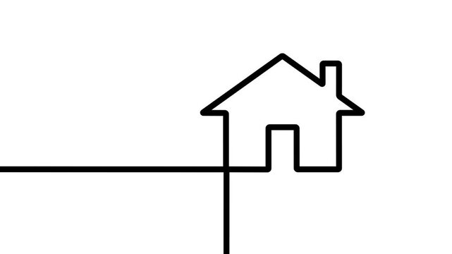Minimalist line house floating on clean abstract plane branding corporate presentations business
