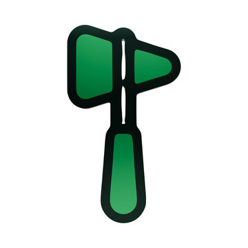 Green double-bit axe icon representing forestry woodcutting and logging tool equipment hatchet isolated on a transparent background