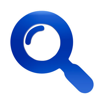 Blue magnifying glass icon representing search tool and investigation discovery concept magnifier zoom isolated on a transparent background
