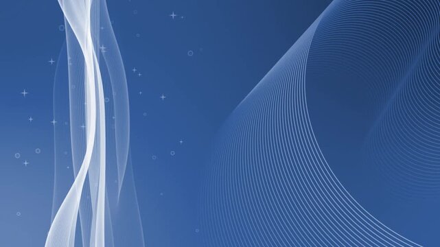 Flowing wave lines, Abstract background with flowing curved line waves, soft glow and small sparkling dots.
