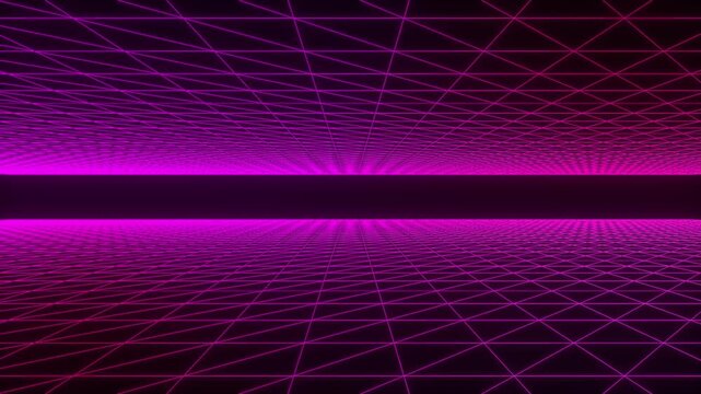 80s Retro Synthwave Neon Grid Landscape Loop
