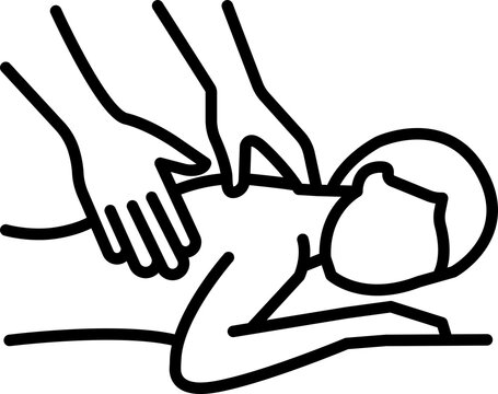 Therapist hands massaging person's back during a relaxation session isolated on transparent background