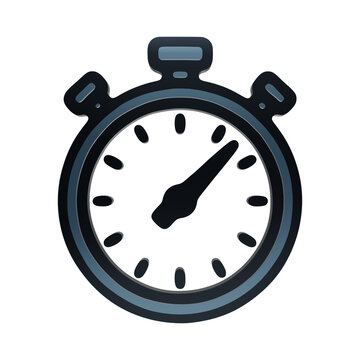 Blue stopwatch timer chronometer icon with dial and buttons for time measurement and sports tracking isolated on a transparent background
