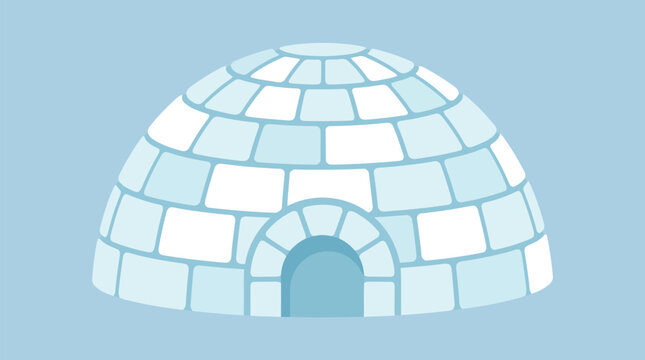 Flat vector illustration of a white ice igloo isolated on a light