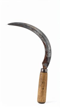 Vintage rusty sickle isolated on white background