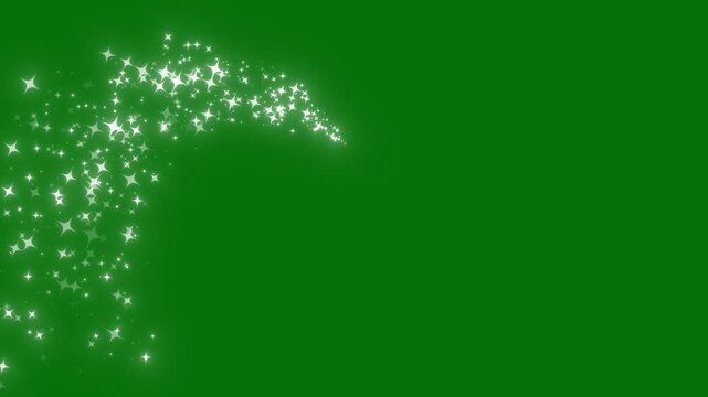 Magical glitter trail line animation, Luxury white glitter sparkles line trail, glitter line stars, pixie dust path, fairy dust wand glitter stars trail transition on green screen. 4k loop