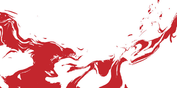Abstract red and white fluid marble texture background with flowing ink splash waves vector illustration design.