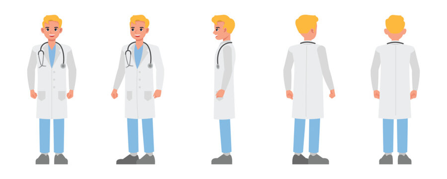 Doctor vector character design. Presentation in various action.