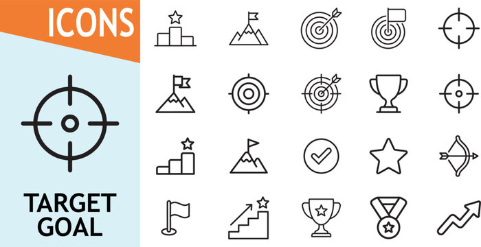 Target goal icon set for success and achievement