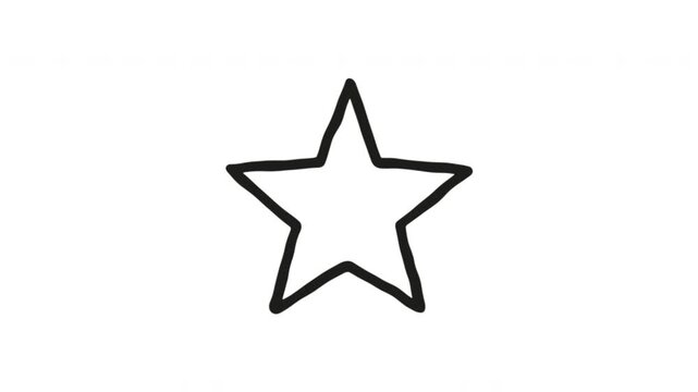 Star For Favorites And Rating Highlights Doodle Animation With Alpha Channel. Favorite Symbol And Achievement Recognition. Animated Hand-Drawn Icon For Video Overlay 4K.