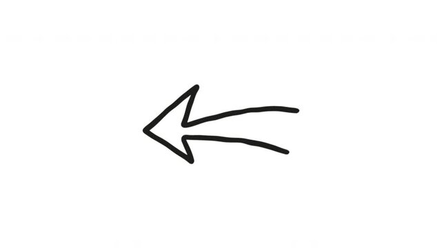 Left Arrow For Back Navigation And Previous Selection Wiggle Doodle Animation With Alpha Channel. Directional Arrow And Return Button, Transparent Background. 4K Loop Hand Drawn Icon.