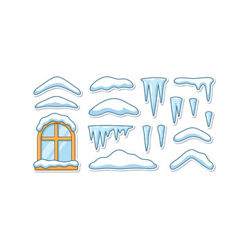 Winter snow and icicle vector elements for Christmas holiday design