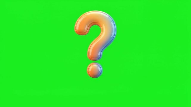 Glossy three dimensional question mark symbol against green background