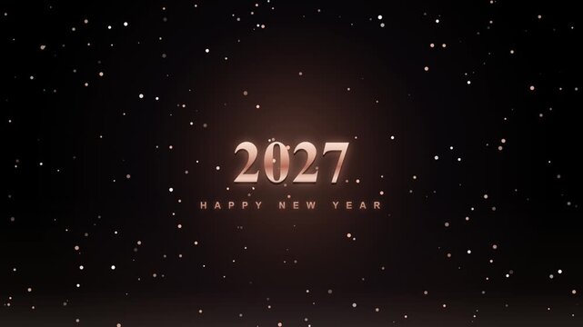 Happy New Year 2027 with fireworks and sparkles