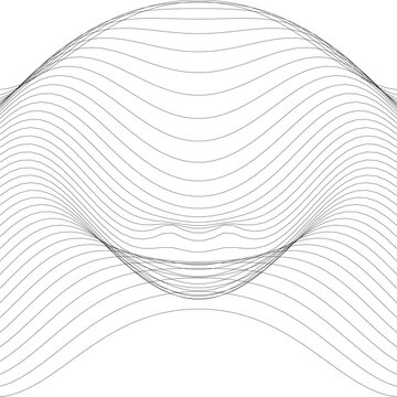 Abstract wave pattern of fine black dots as cut out PNG