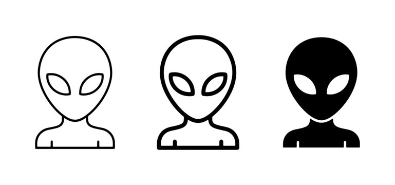 Alien head icon, glyph for science and ui