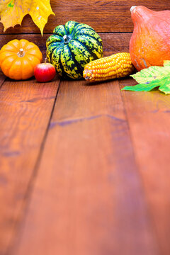 Herbstdekoration f&uuml;r Halloween und Erntedank mit K&uuml;rbis, Fr&uuml;chten und Herbstbl&auml;tter