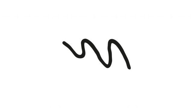 Wavy Line For Motion And Direction Hand-Drawn Doodle Animation On Transparent Background. Squiggle Mark And Movement Cue. Seamless Animated Icon. 4K Video Overlay Element.