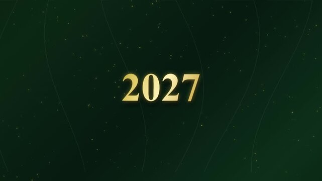 Golden 2027 on elegant dark green New Year background