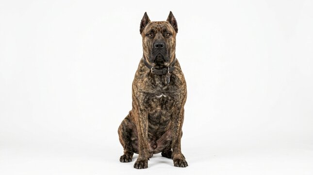 Majestic Presa Canario Dog Sitting Studio Portrait Brindle Coat